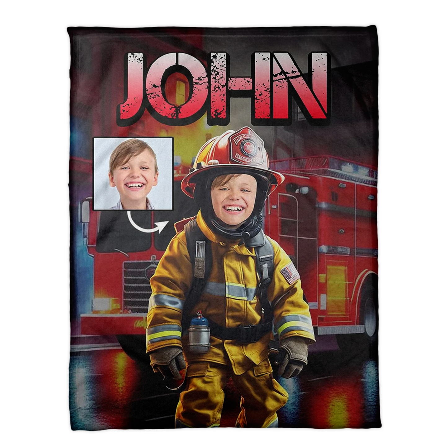 Personalized Custom Firefighter Blanket - Photo for Boys