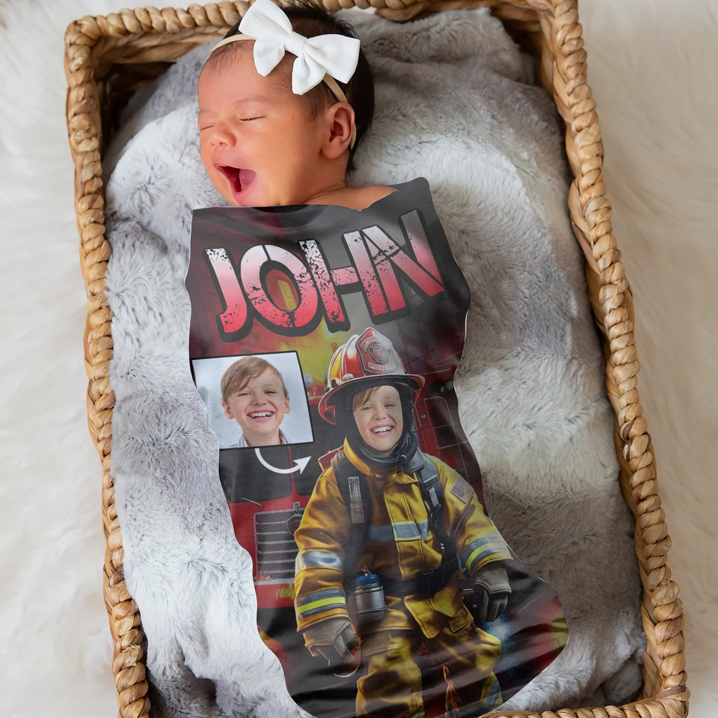 Personalized Custom Firefighter Blanket - Photo for Boys
