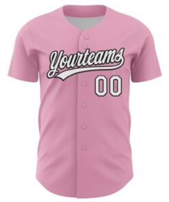 Alternative view of Custom Light Pink White-Black 3D Funny Christmas Authentic Baseball Jersey