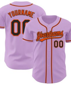 Custom Light Purple Black-Orange Authentic Baseball Jersey