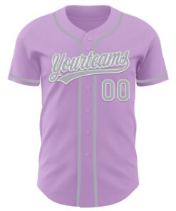 Alternative view of Custom Light Purple Gray-White Authentic Baseball Jersey