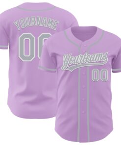 Custom Light Purple Gray-White Authentic Baseball Jersey