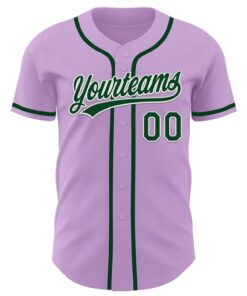 Alternative view of Custom Light Purple Green-White Authentic Baseball Jersey