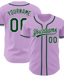 Custom Light Purple Green-White Authentic Baseball Jersey