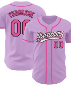 Custom Light Purple Pink-Black Authentic Baseball Jersey