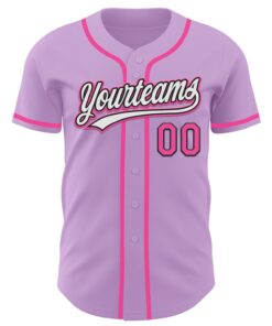 Alternative view of Custom Light Purple Pink-Black Authentic Baseball Jersey