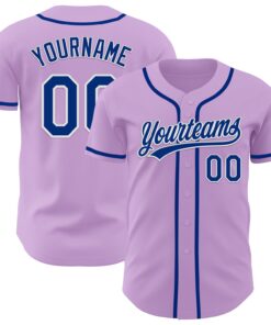 Custom Light Purple Royal-White Authentic Baseball Jersey