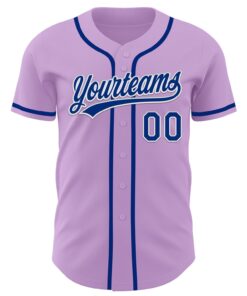 Alternative view of Custom Light Purple Royal-White Authentic Baseball Jersey