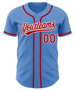 Alternative view of Custom Powder Blue Red-White Authentic Baseball Jersey