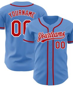 Custom Powder Blue Red-White Authentic Baseball Jersey
