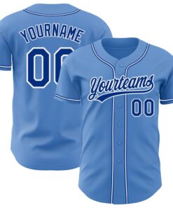 Custom Powder Blue Royal-White Authentic Baseball Jersey