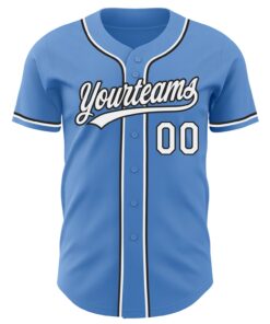 Alternative view of Custom Powder Blue White-Black Authentic Baseball Jersey