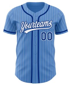 Alternative view of Custom Powder Blue White Pinstripe Royal Authentic Baseball Jersey
