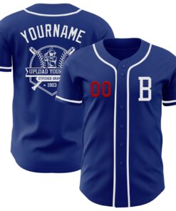 Alternative view of Custom Royal White-Red Authentic Baseball Jersey