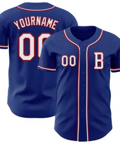 Custom Royal White-Red Authentic Baseball Jersey