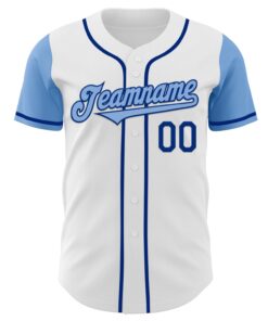 Alternative view of Custom White Light Blue-Royal Authentic Two Tone Baseball Jersey