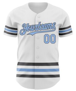 Alternative view of Custom White Light Blue-Steel Gray Line Authentic Baseball Jersey