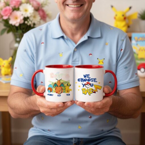 Personalized We Choose You Dad Mug, Father's Day Gift For Him, Custom Birthday Pokedad Mug, Pokemon Dad, Custom Anime Characters - Image 3