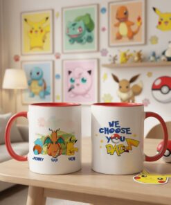 Personalized We Choose You Dad Mug, Father's Day Gift For Him, Custom Birthday Pokedad Mug, Pokemon Dad, Custom Anime Characters
