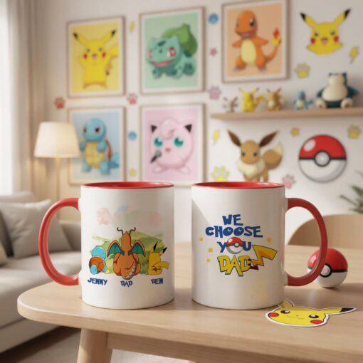 Personalized We Choose You Dad Mug, Father's Day Gift For Him, Custom Birthday Pokedad Mug, Pokemon Dad, Custom Anime Characters - Image 5