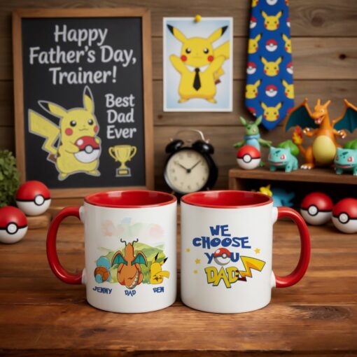 Personalized We Choose You Dad Mug, Father's Day Gift For Him, Custom Birthday Pokedad Mug, Pokemon Dad, Custom Anime Characters - Image 4