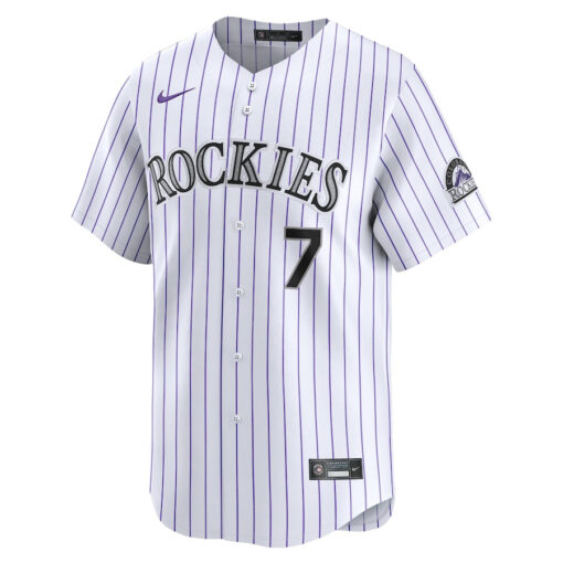 Brendan Rodgers 7 Colorado Rockies Home Limited Player Men Jersey - White - Image 2