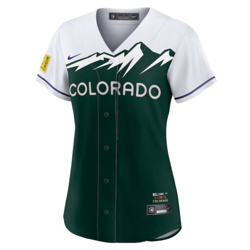 Charlie Blackmon 19 Colorado Rockies Women's City Connect Player Jersey - White/Forest Green - Image 2