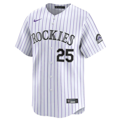 CJ Cron 25 Colorado Rockies Home Limited Player Men Jersey - White - Image 2