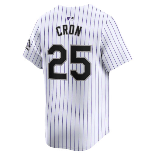 CJ Cron 25 Colorado Rockies Home Limited Player Men Jersey - White - Image 3