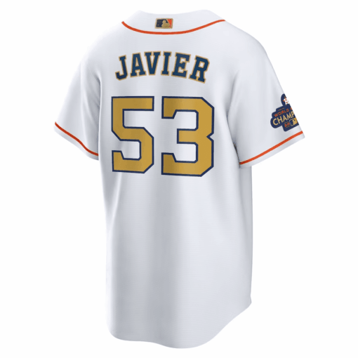 Cristian Javier 53 Houston Astros White/Gold 2023 Gold Collection Men Jersey - Image 3