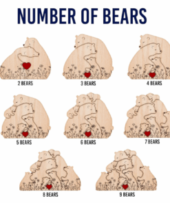 Alternative view of Personalized Wooden Bear Family Puzzle - Hugging Bear Floral Version, Mother's & Father's Day