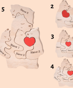 Alternative view of Personalized Wooden Bear Family Puzzle - Family Name Home Decor, Custom Single Parent Bear Statue