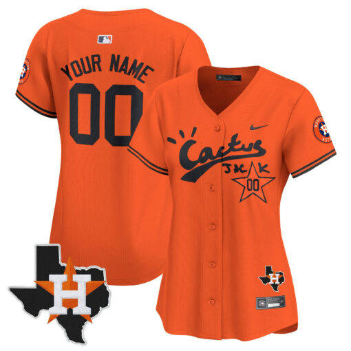 Houston Astros Cactus Jack Houston Patch Customized Limited Women Jersey - Image 6
