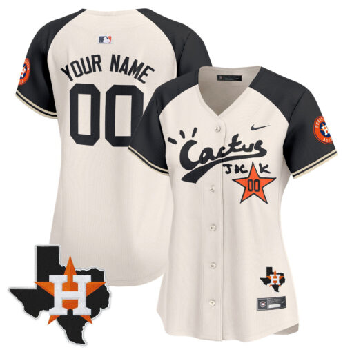 Houston Astros Cactus Jack Houston Patch Customized Limited Women Jersey - Image 2