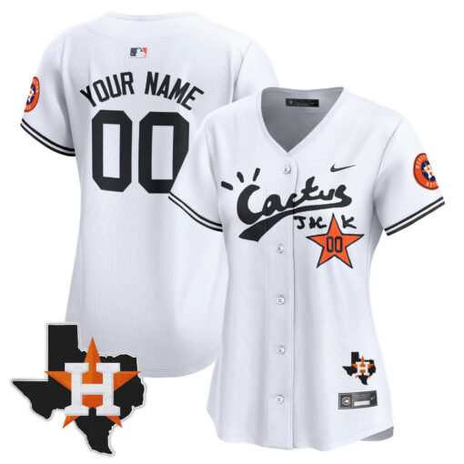 Houston Astros Cactus Jack Houston Patch Customized Limited Women Jersey - Image 4
