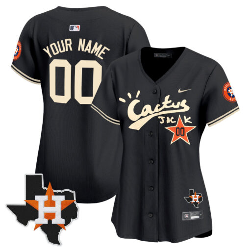 Houston Astros Cactus Jack Houston Patch Customized Limited Women Jersey - Image 5