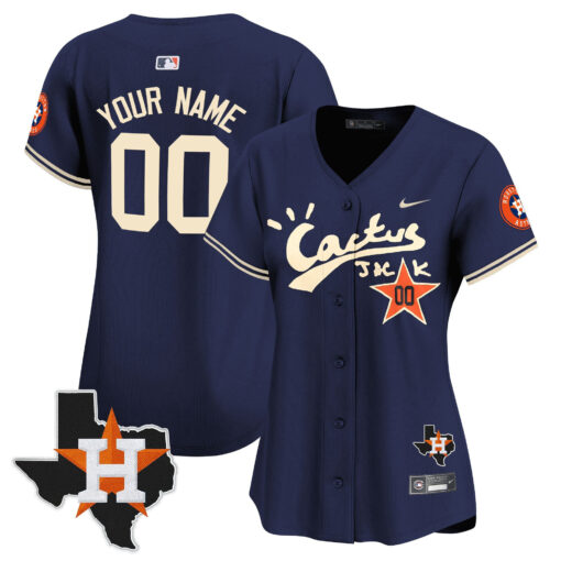 Houston Astros Cactus Jack Houston Patch Customized Limited Women Jersey - Image 3