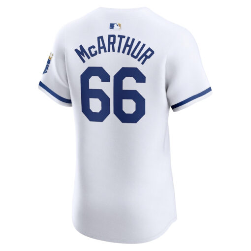 James McArthur 66 Kansas City Royals Home Elite Player Men Jersey - White - Image 3
