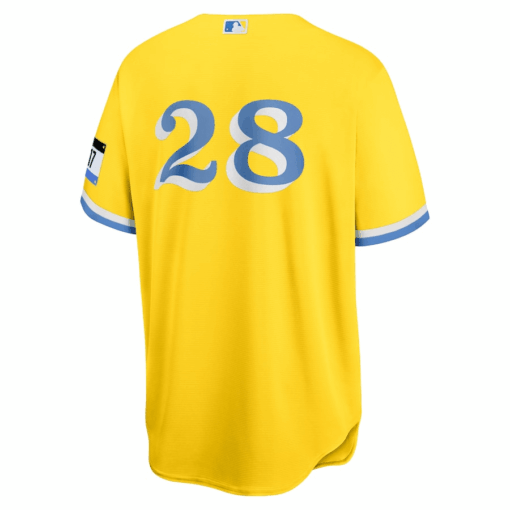 J.D. Martinez 28 Boston Red Sox City Connect Jersey - Gold/Light Blue - Image 3