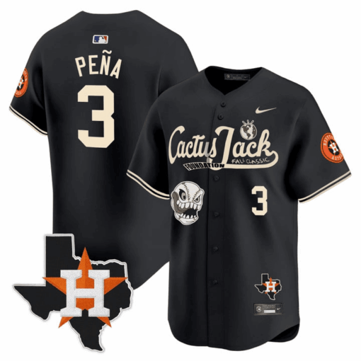 Jeremy Pena 3 Houston Astros Cactus Jack Foundation Fall Classic Limited Jersey - Men - Image 6