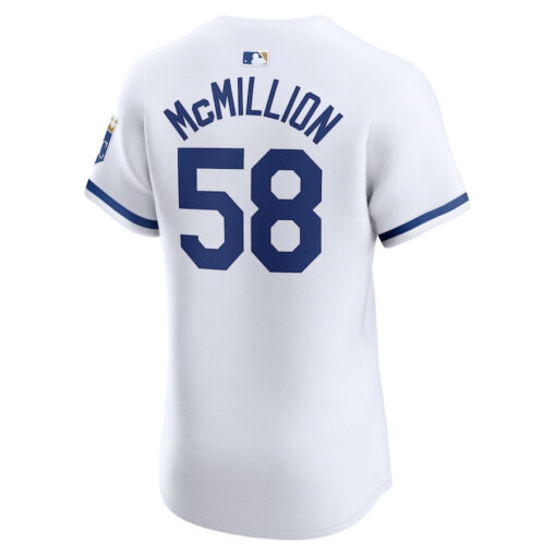 John McMillon 58 Kansas City Royals Home Elite Player Men Jersey - White - Image 3