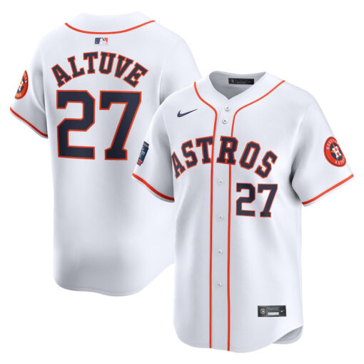 Jose Altuve 27 Houston Astros 2024 MLB World Tour Mexico City Series Home Limited Jersey - White - Image 2