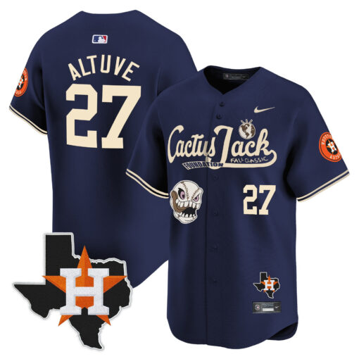 Jose Altuve 27 Houston Astros Cactus Jack Foundation Fall Classic Limited Jersey - Men - Image 3