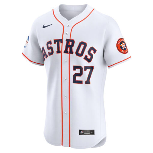Jose Altuve 27 Houston Astros Home Elite Sponsor Patch Player Men Jersey - White - Image 2