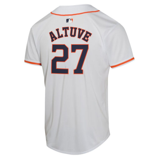 Jose Altuve 27 Houston Astros Home Game Player YOUTH Jersey - White - Image 3