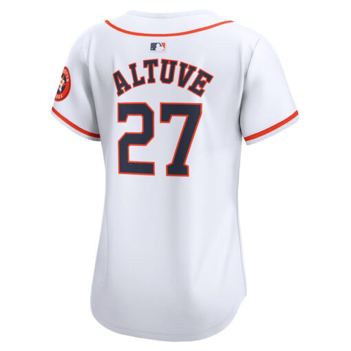 Jose Altuve 27 Houston Astros Women's Home Limited Player Jersey - White - Image 3
