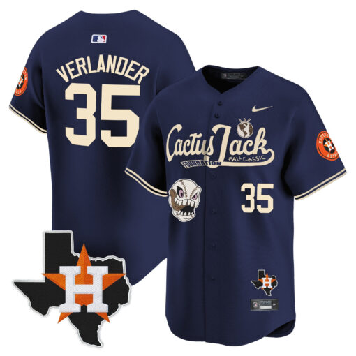 Justin Verlander 35 Houston Astros Cactus Jack Foundation Fall Classic Limited Jersey - Men - Image 3