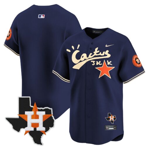 Justin Verlander 35 Houston Astros Cactus Jack Houston Patch Navy Limited Jersey - Men - Image 2