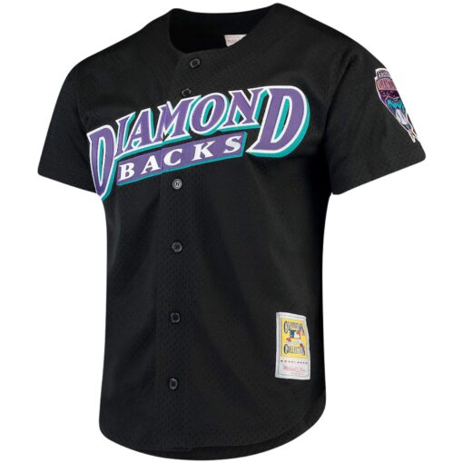 Men's Arizona Diamondbacks Randy Johnson Mitchell & Ness Black Big & Tall Cooperstown Collection Mesh Button-Up Jersey - Image 2