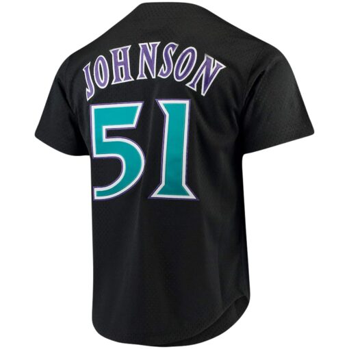 Men's Arizona Diamondbacks Randy Johnson Mitchell & Ness Black Big & Tall Cooperstown Collection Mesh Button-Up Jersey - Image 3